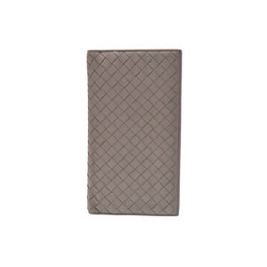 Bottega Veneta Bi fold Long Wallet Intrecciato Gray Leather